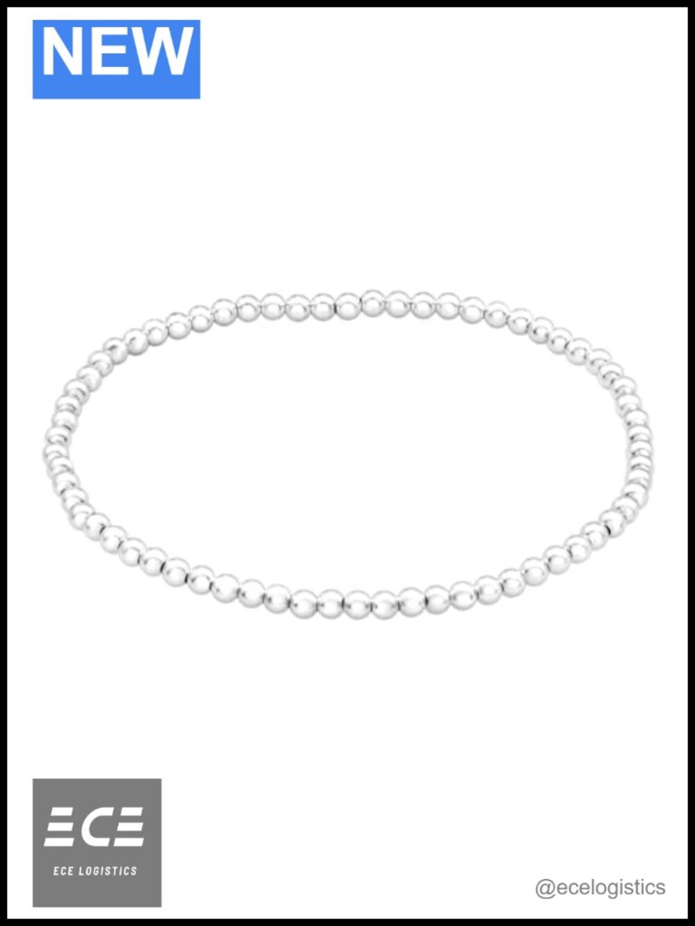 925 Sterling Silver Simple 3mm Ball Stretch Bracelet